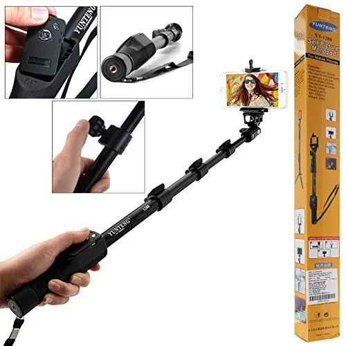DMG-Extendable-handheld-Yunteng-1288-Pro-2-In-1-Adjustable-Self-Portrait-Yunteng-Selfie-Stick-Monopod-for-Camera-and-iPhone-Smartphones-with-Bluetooth-Remote-Shutter-BLACK-0