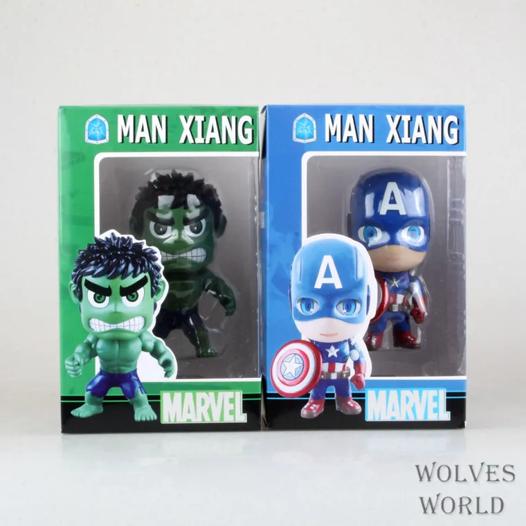 

Free Shipping 12cm  Original edition Marvel The Avengers  Q version of the Hulk, America Captain  action figures Wholesale DC-01