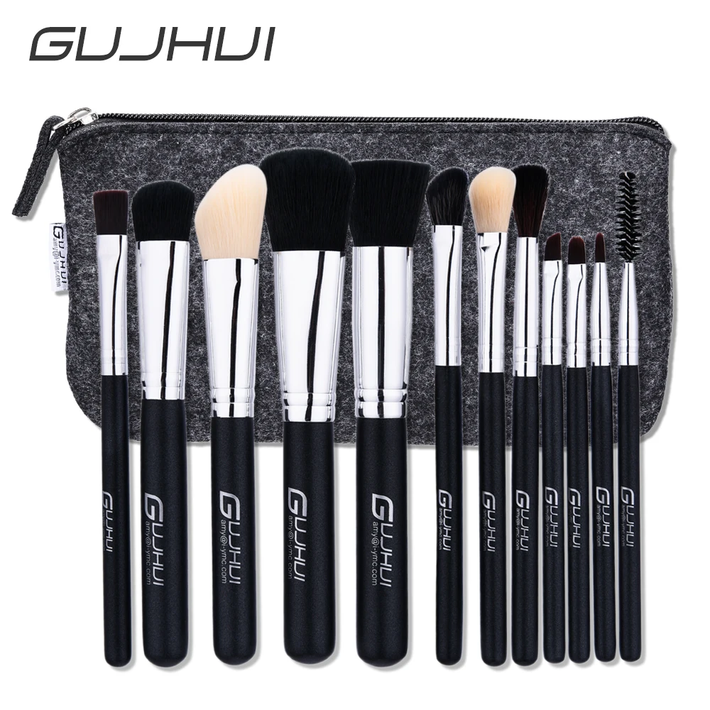 

12Pcs Makeup Brush Set Black Color Foundation Cosmetic Powder Multifunction Toiletry Brushes Make Up Brushes Kits with Bag