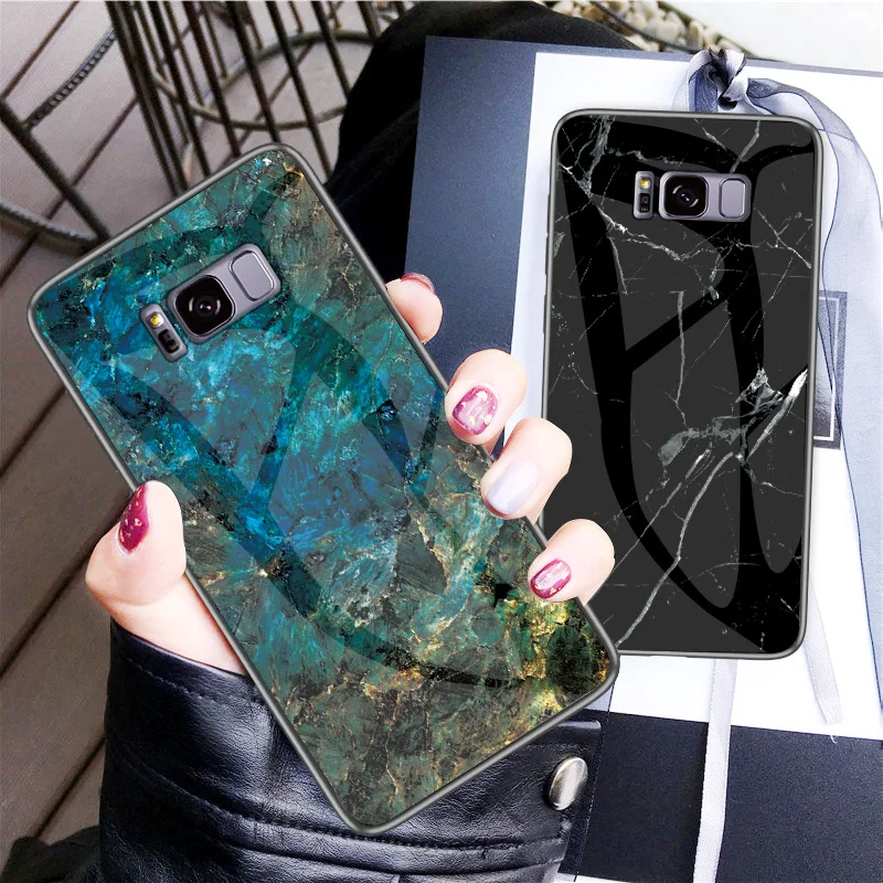Модный мраморный чехол для Samsung galaxy S8 Plus из закаленного стекла чехлы телефонов
