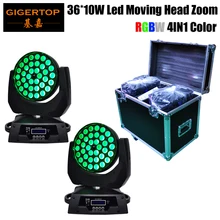 Дорожный футляр 2in1 с 2 шт./лот 36x10 Вт 360 промывочный зум СИД Moving головной лампы DMX с EU US штепсельная вилка австралийского стандарта 110 V-240 V TIPTOP TP-L620A RGBW