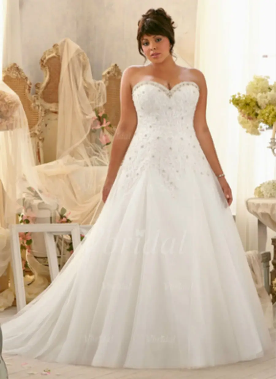 A line white Plus size wedding dress 2017 wedding dresses wedding gowns