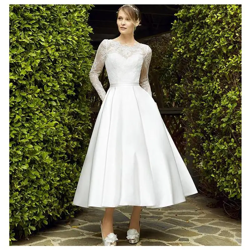 Sexy Cheap Wedding Dress 2019 Ankle Length Bridal Gown Lace