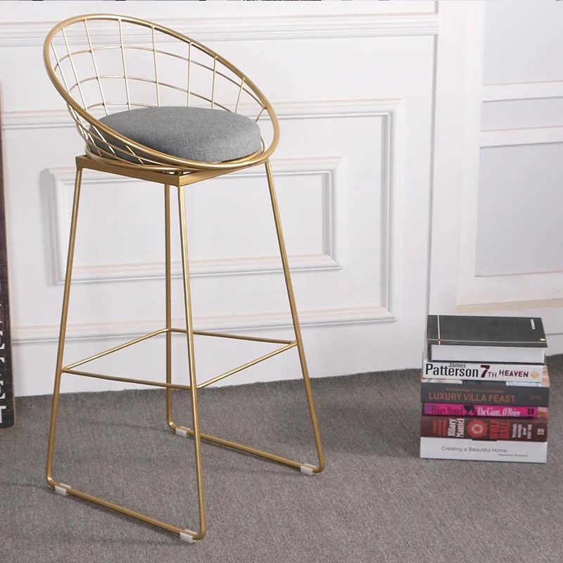 

Nordic Wrought Iron Bar Stool Creative Bar Stool Home Stool High Stool Clothing Store Chair Restaurant Bar Backrest High Chair