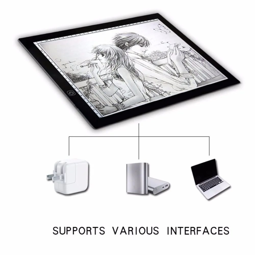 Портативный A3 светодио дный Light Pad коробка копию чертежа платы составление Графика Tablet Настольный коврик Панель коврик для копирования доска с Яркость Управление