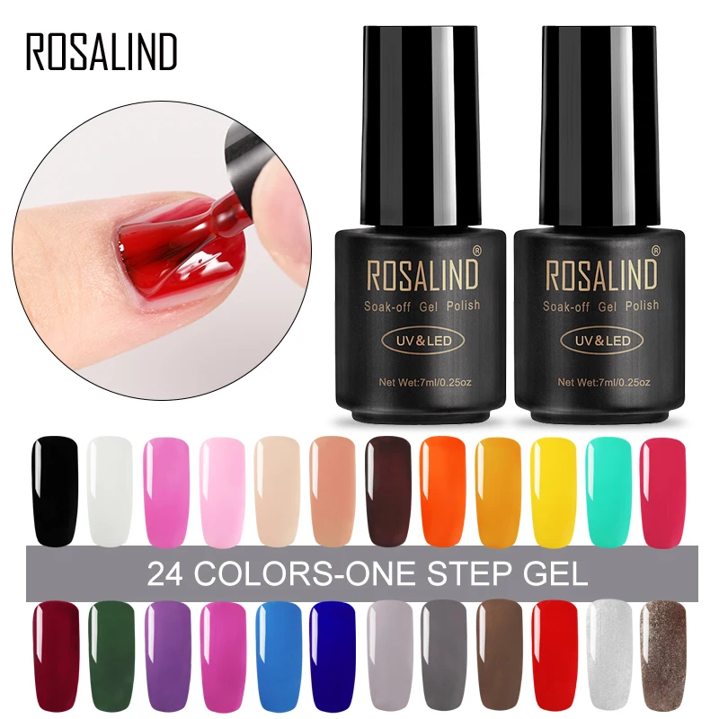 

ROSALIND 1pcs 7ML Nail Gel Color One Step Nail Polish Semi Permanent Gel Varnish Manicure Primer for Nail Art Decorations