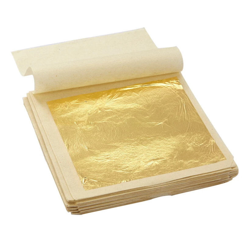 4.33x4.33cm 5/10 Sheets Practical 24K Pure Real Gold Leaf Foil Gilding Handicrafts Cake Ice Decoration Face Beauty Mask images - 6