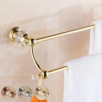 

Brass & Crystal Golden double Towel Bar,Towel Holder, Towel Rack, Bars Products,Bathroom Accessories 5577