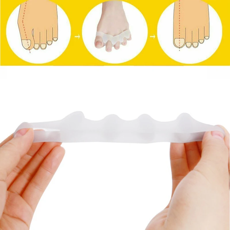 

2PCS/1Pair Silicone Orthodontic Toe Braces Foot Hallux Valgus Straightener Five Holes Cover Hammer Toe Foot Care Tool