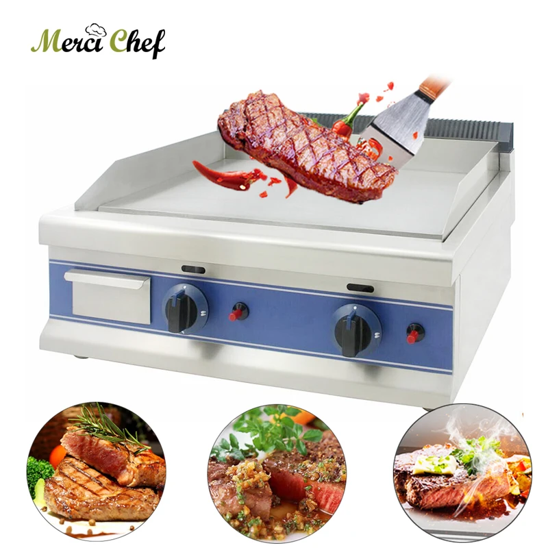 

Steak Meat Barbecue Grills Griddle 60*40cm Double Burner BBQ Grill Stove LPG Easy-Cleaning with Oil Collector Gas Grill