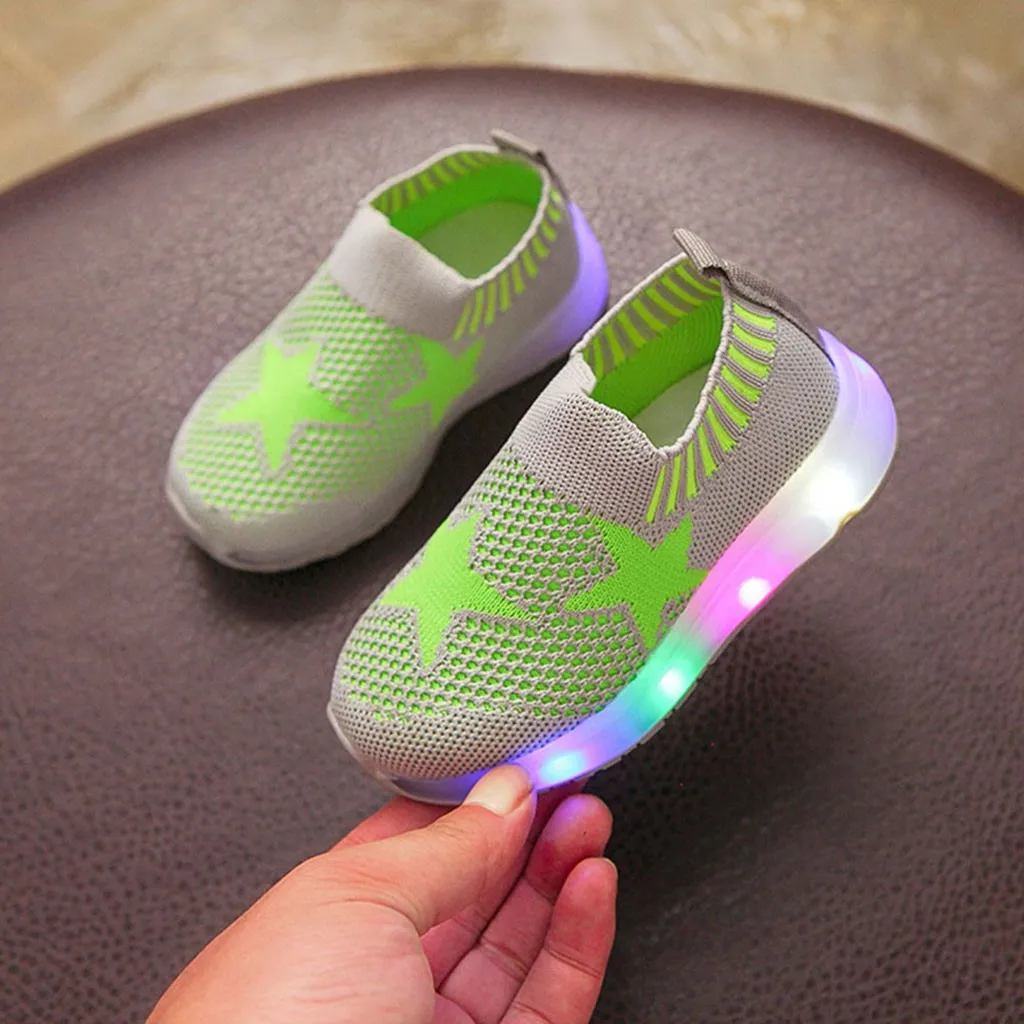 Новинка; модная детская спортивная обувь для маленьких девочек и мальчиков; сетчатый светодиодный светильник; Светящиеся спортивные кроссовки для бега; повседневная обувь; детская обувь; Светодиодный кроссовки
