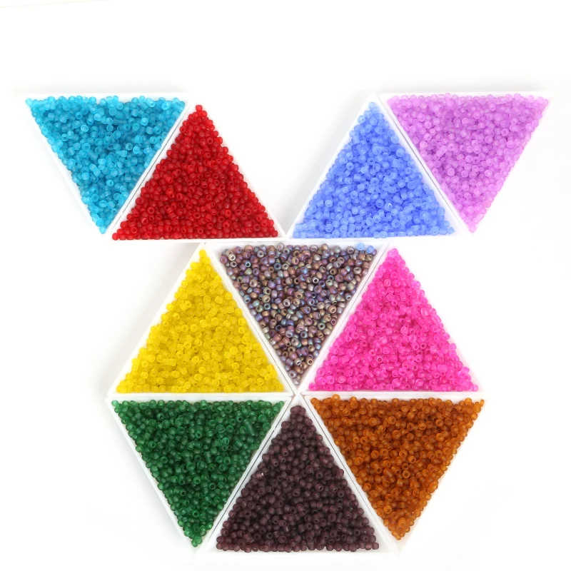 

Hight Quality 4mm 300pcs 12 Colors Multi-Colored Frosted Glass Loose Specar Seed Beads Pick Interval Beads DIY Jewelry Findings
