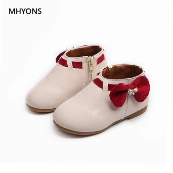 

MHYONS Girls Princess Boots 2018 New Toddler Autumn Fashion Bowknot Children Snow Boots Kids PU Shoes For Girls Sneakers 708