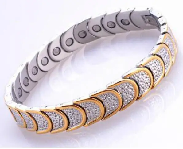 Нержавеющая сталь Уникальный серебро и золото здоровья магнитный браслет для обувь для мужчин и женщин Исцеление легко-крюк черный браслет силы Баланс