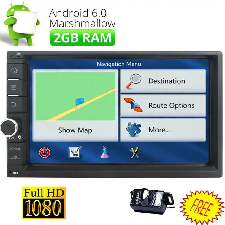 Discount 7" Double 2Din HD Android 6.0 4-Core Car Auto Radio Stereo DAB+ WiFi 3G GPS Nav 2