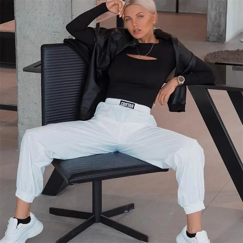 InstaHot White Letter Print Jogger Cargo Pants Women Loose Casual 2019 Summer Autumn Trousers Cool Long Pant Streetwear Harem InstaHot White Letter Print Jogger Cargo Pants Women Loose Casual 2019 Summer Autumn Trousers Cool Long Pant Streetwear Harem