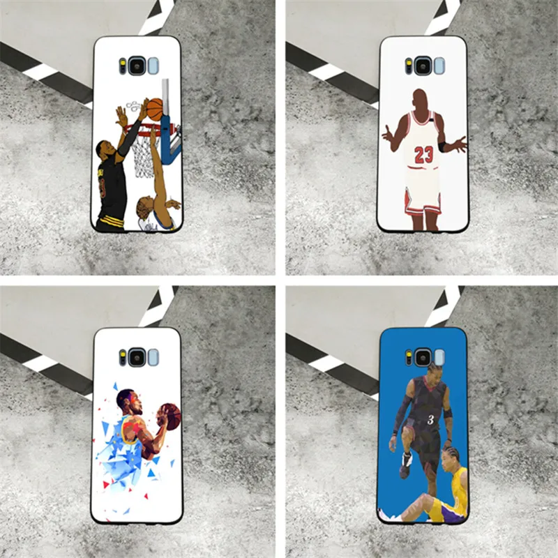 NBA Phone Case Basketball Star James Curr Black Soft Silicone case Cover For Samsung Galaxy s8 s8 plus s9 s9 plus s5 s6 s7 edge