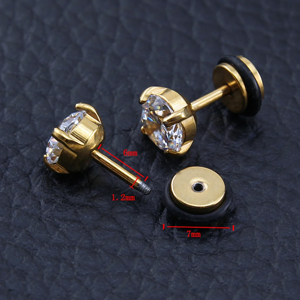 Женские серьги гвоздики из нержавеющей стали с кристаллами 5/7/10 мм|stainless steel stud