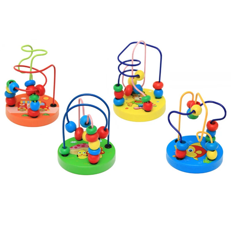 Деревянные круглые бусины Детские игрушки Дети Детские красочные деревянные мини вокруг бусины Ранние обучающие игрушки для детей игры, игрушки
