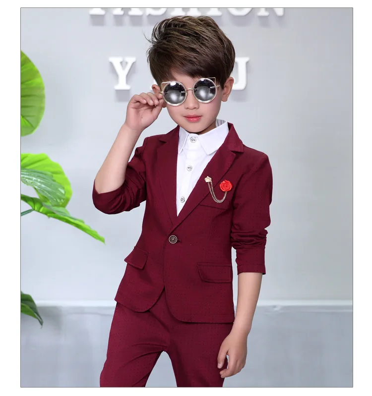 Niño Blazers Trajes Chaqueta + Pant + Broche de Number Piezas Ropa de