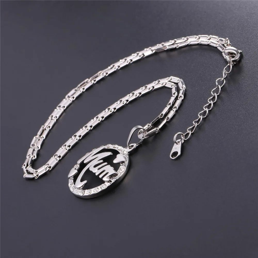 U7 подарки на день матери для мамы ожерелье и кулон круглый горный хрусталь