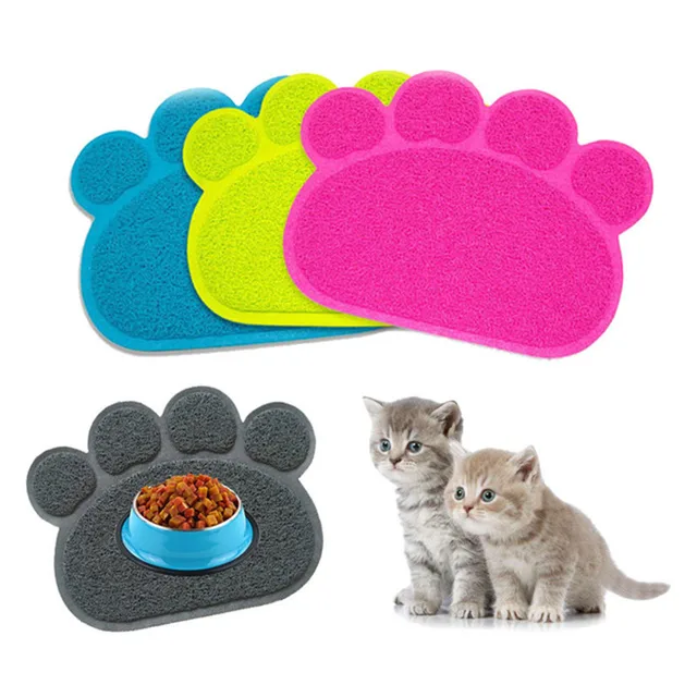 Paw Print Dog Cat Litter Mat Puppy Dish Feeding Bowl Placemat Tray Pet Easy Cleaning Sleeping Pad