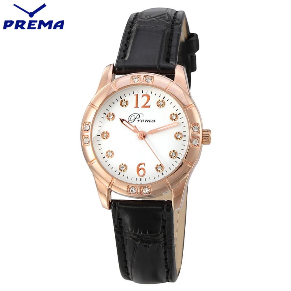

PRMEA Top Brand Luxury Fashion Rhinestone Watch Women Casual Leather Clock Female Quartz Ladies Wristwatch