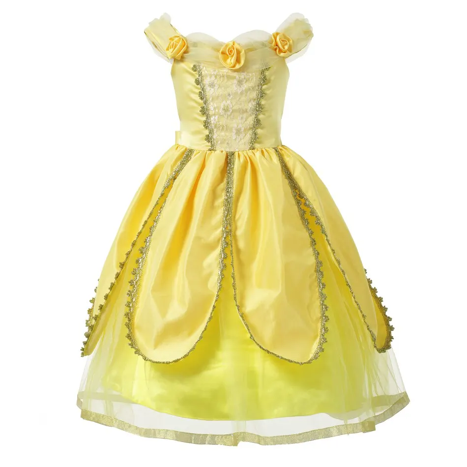 Girls Floral Summer Princess Belle Costume (1)