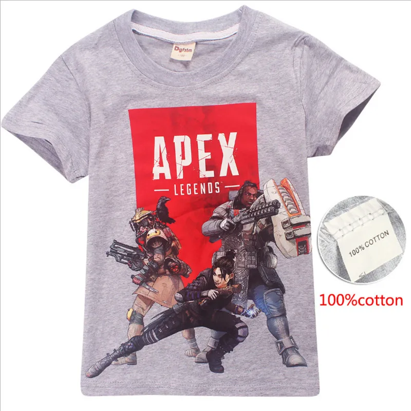 L Apex Legends/футболка для мальчиков, летняя детская футболка, футболка с короткими рукавами, одежда для мальчиков, футболки, хлопок, Детский костюм - Цвет: L