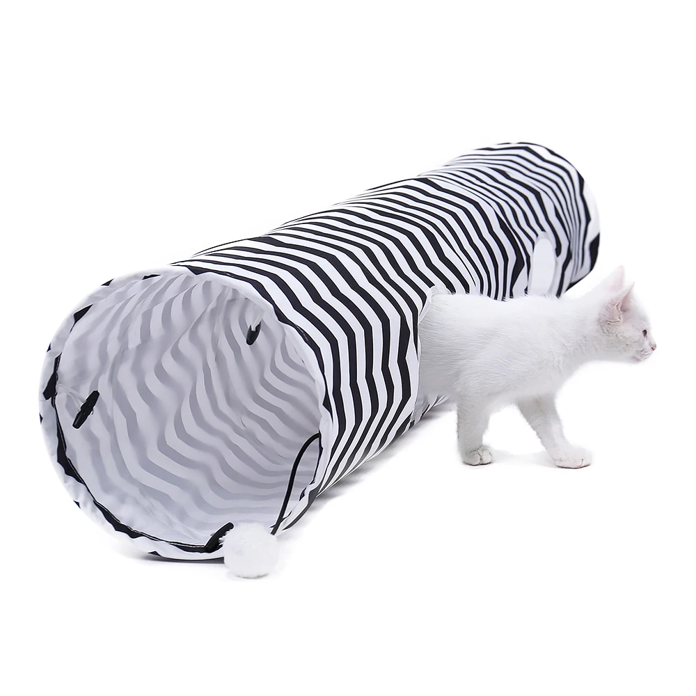 Pet Cat Tunnel 2 Holes Cat Play Tubes With Ball Collapsible Crinkle Kitten Dog Toys Puppy Rabbit Play Cat Tunnel Tubes Cat Toy