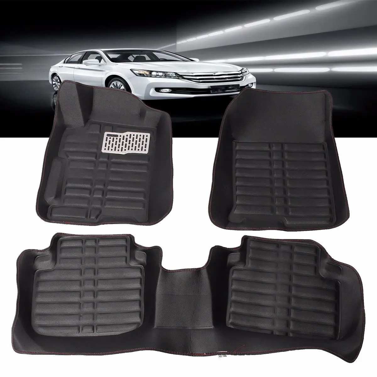 

3PCs/Set Car Floor Foot Pad Front & Rear Liner Waterproof Mat Floor Mats Car Styling Carpet For Honda /Accord 2013-2016