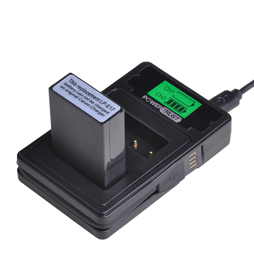 

1pc LP-E17 LPE17 LP E17 Camera Battery+LCD Dual USB Charger with Type C Port for Canon EOS T6i 750D T6s 760D 800D M3 M5 8000D