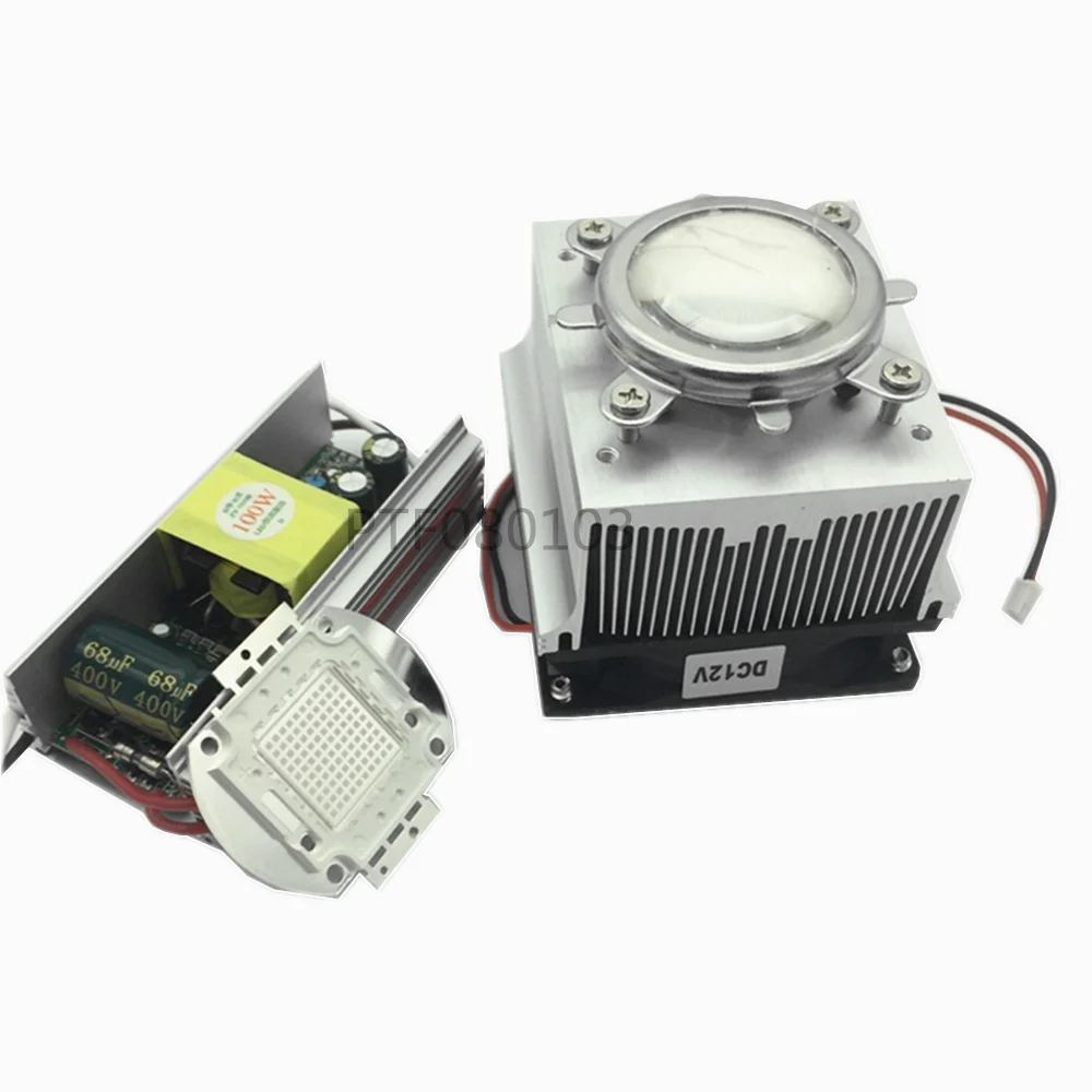 100W LED UV 395-400nm led chip +100W AC 85-265V driver + heatsink+ 90 degree Lens with Reflector Collimator kit andoer 45 degree 11 inch reflector shade