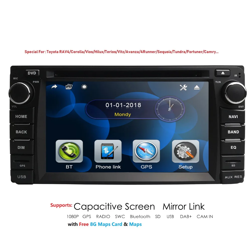 2Din dvd-плеер для Toyota серии RAV4 Prado Vios Hilux Vitz/Avanza LandCruiser RunX Sequoia эхо Rush HIACE