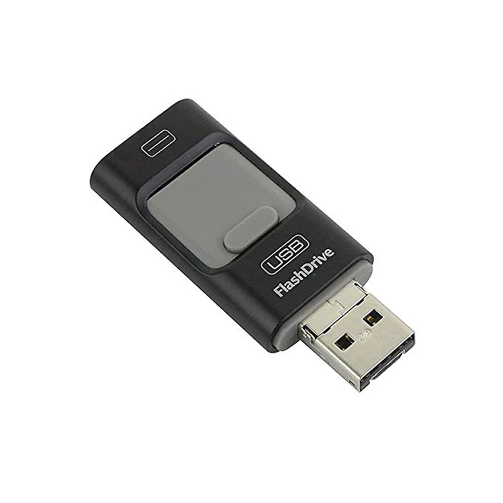 USB флешка 128 ГБ, флеш-накопитель USB 3,0 фото палка 3в1 Для iPhone Memory Stick внешнее шифрование хранения USB накопитель(черный 128 г