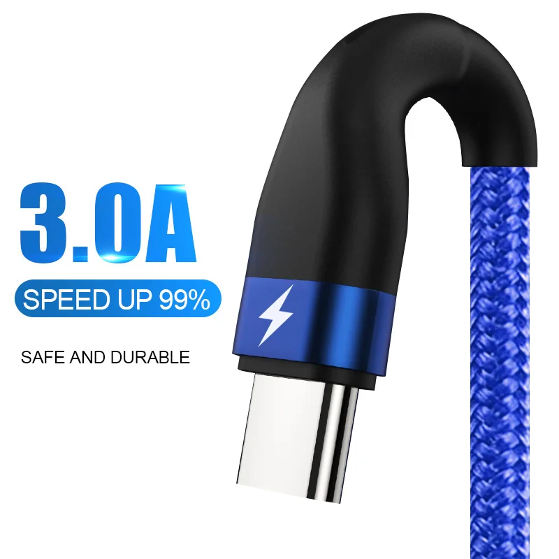 Moopok 3A سريع شحن نوع-C كابل usb لسامسونج غالاكسي S10 S9 مشحونة كابل نقل بيانات ل Xiaomi هواوي الهاتف المحمول USB-C كابل