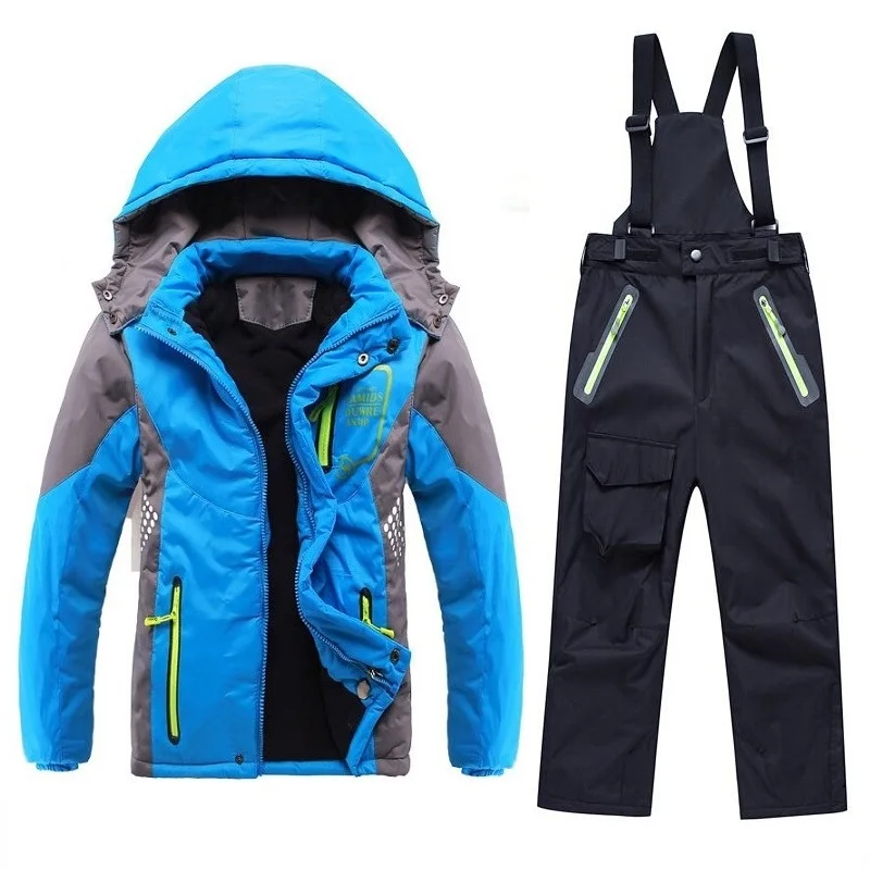 

Winter Warm Waterproof Baby Boys Girls Climbing Clothing Sets Child Coat and Pant Children Outerwear Kids Sets 3-12 Years Old