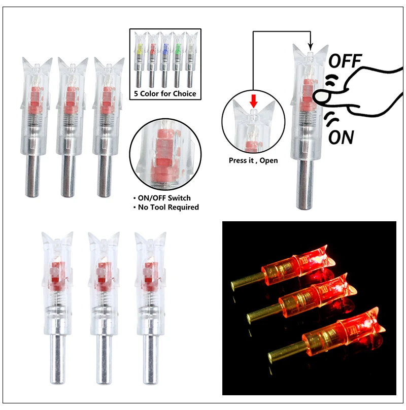 PANDARUS 3 упак. освещенная стрелка Nocks 7,6 мм для стрельба из лука арбалета Сменные зарубки стрелы для охоты стрельбы стрелки