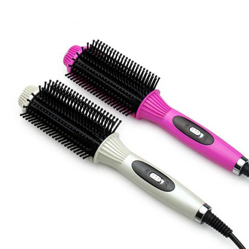 New 2 in 1 Hair Straightener Curler Irons Combo Comb Brush Ceramic Glaze Professional Electric Hair
