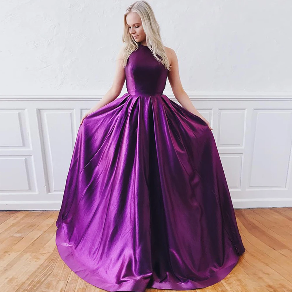 

Bbonlinedress Purple Prom Dress 2019 A Line Jewel Open Back Evening Dresses Robes de bal Vestido de noche Hot Sale Party Dresses