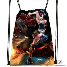 Изготовленный На Заказ harley_quinn_Drawstring рюкзак сумка милый рюкзак дети ранец(черная спина) 31x40 см#20180611-02-51