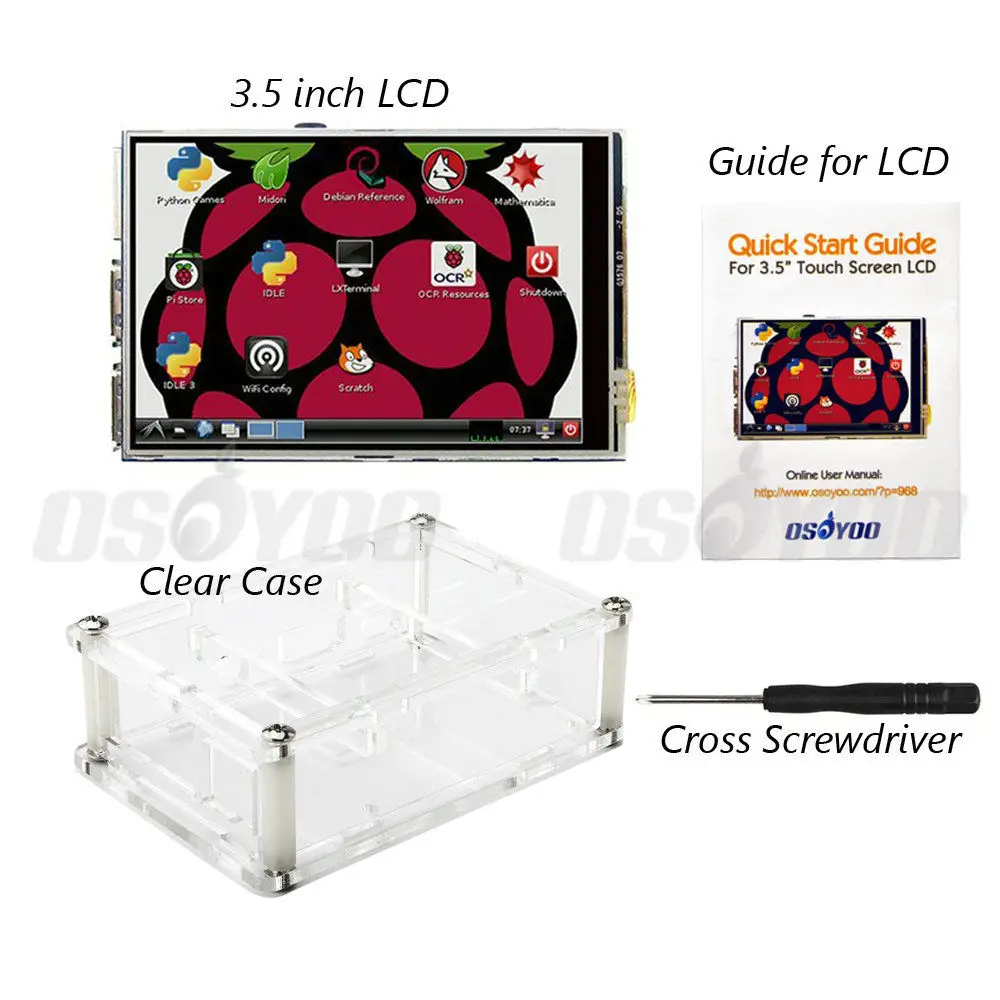 3.5 &quotЖК-дисплей TFT Сенсорный экран Дисплей с Стилусы для Raspberry Pi 2 3 + акрил
