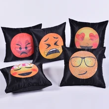 

New Emoji Cushion Cover Reversible DIY Sequin Mermaid Pillow Case Funny Changing Smiley Faces Home Decorative Pillowcase BZ-097