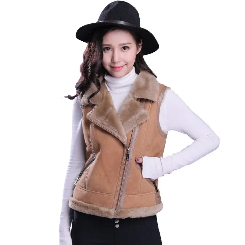 

New arrival fashion high quality women vest genuine leather women waistcoat 100% true sheepskin sheep fur