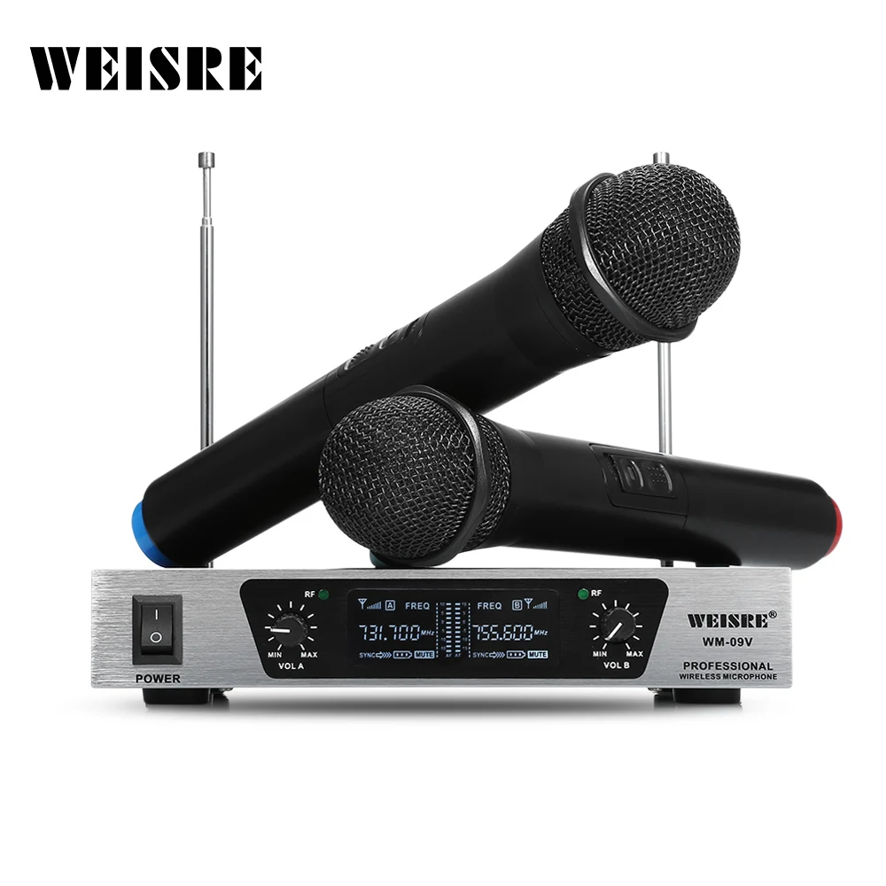 WEISRE профессиональный беспроводной Динамический VHF микрофон система караоке для