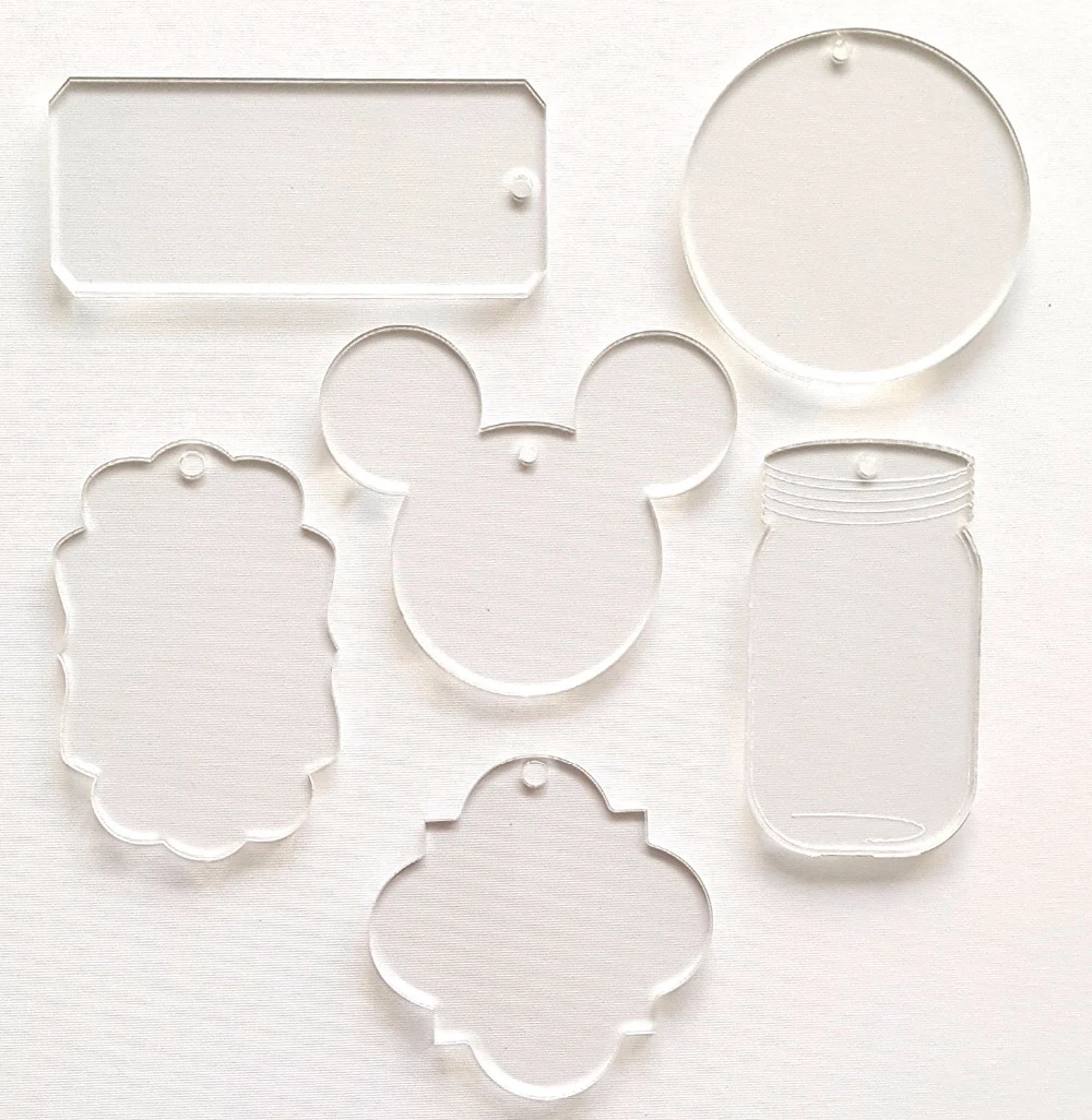 10pcs Of Mix Shapes And Size Of Blank Clear Acrylic Laser Cut Sheet