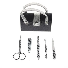 5 шт./компл. Сумочка Форма черные блестящие украшения для маникюра набор включает ноготь пилочка кутикула корректор ногтей ножницы пинцет ногти клипер