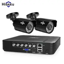 Hiseeu HD 4CH 1080N 5in1 AHD DVR комплект видеонаблюдения Системы 2 шт. 720 P/1080 P AHD водонепроницаемый/Пуля Камера 2MP P2P безопасности набор для наблюдения