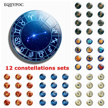 

12 constellations Fridge Magnet Sets 25MM Glass Note Holder Removable Magnets Refrigerator Sticker Magnetic Home Decor 12pcs