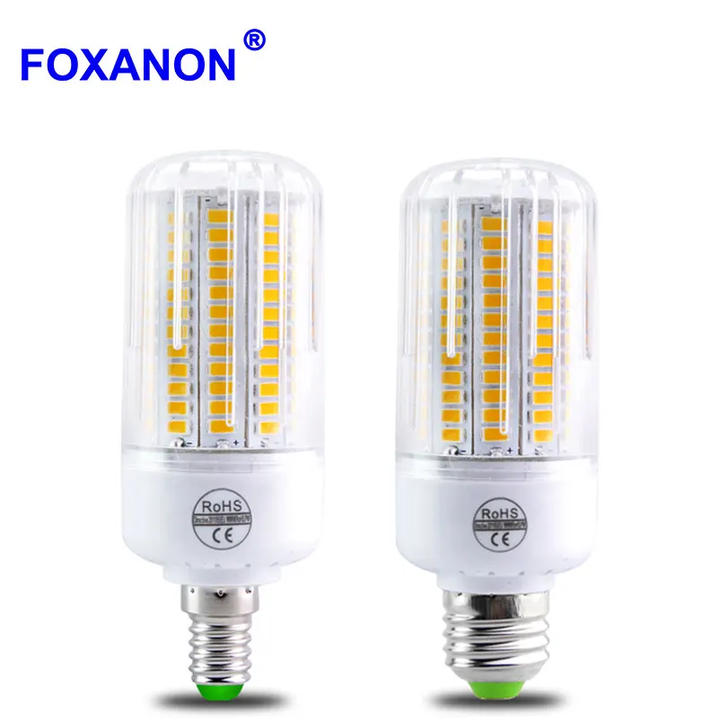Foxanon 5730 чип более яркий 5735 5736 светодиодный лампочка-груша E27 E14 200-240 V свет 24-136 s